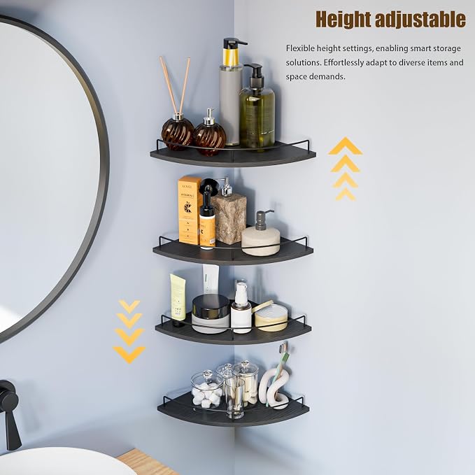 Corner Shelf Wall Mount, Floating Corner Shelves, Rustic Wood Wall Storage - Image 4