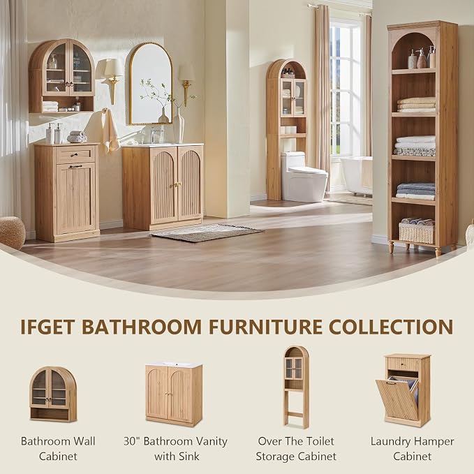 IFGET Bathroom Arched Wall Cabinet, 23.6'' Wide Medicine Cabinet - Image 7