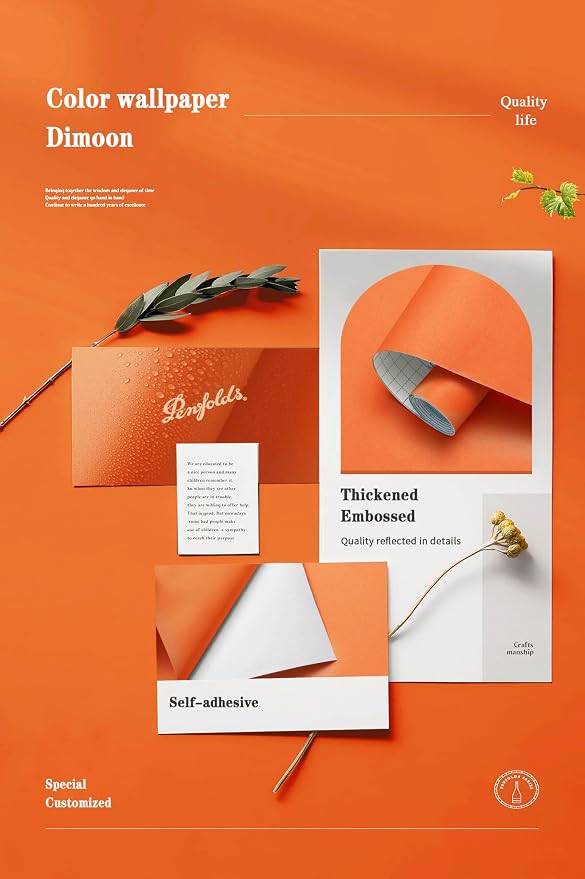 Dimoon 118''x17.7'' Orange Peel and Stick Wallpaper Contact Paper Modern Self - Image 4