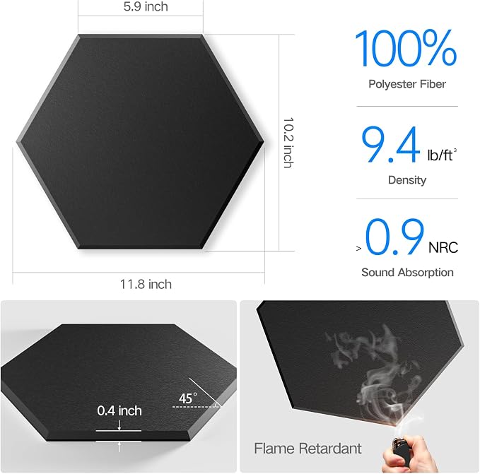 16 Pack Self-Adhesive Acoustic Panels 12" X 10" X 0.4" - Image 3