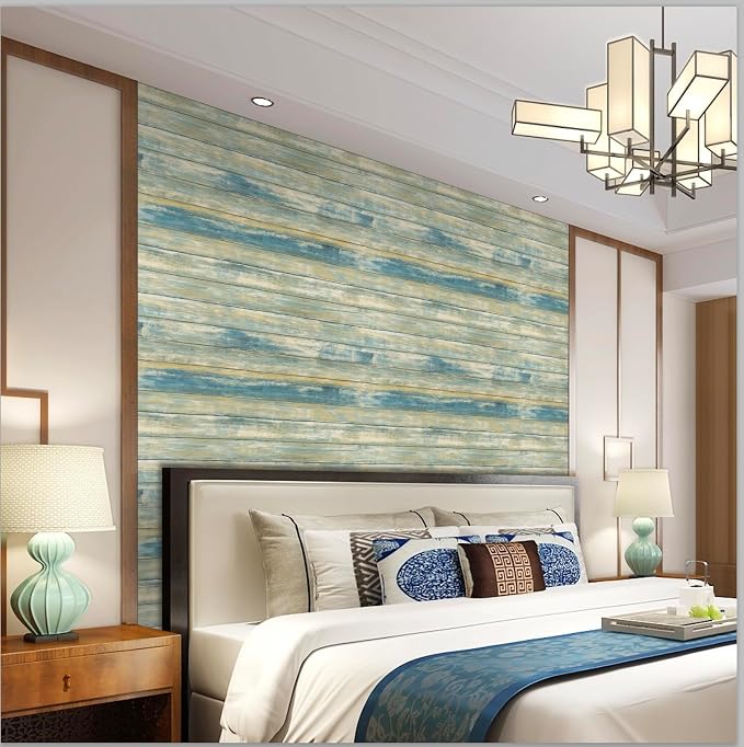 practicalWs 35.4''x 118'' Distressed Wood Wallpaper Self-Adhesive Peel and - Image 2