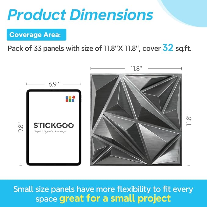 STICKGOO Brushed Silver 3D Wall Panels - Image 3