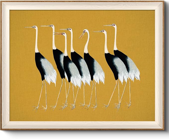 VIYYIEA Framed Wall Art for Living Room, Cranes Canvas Prints, Vintage Home by VIYYIEAART