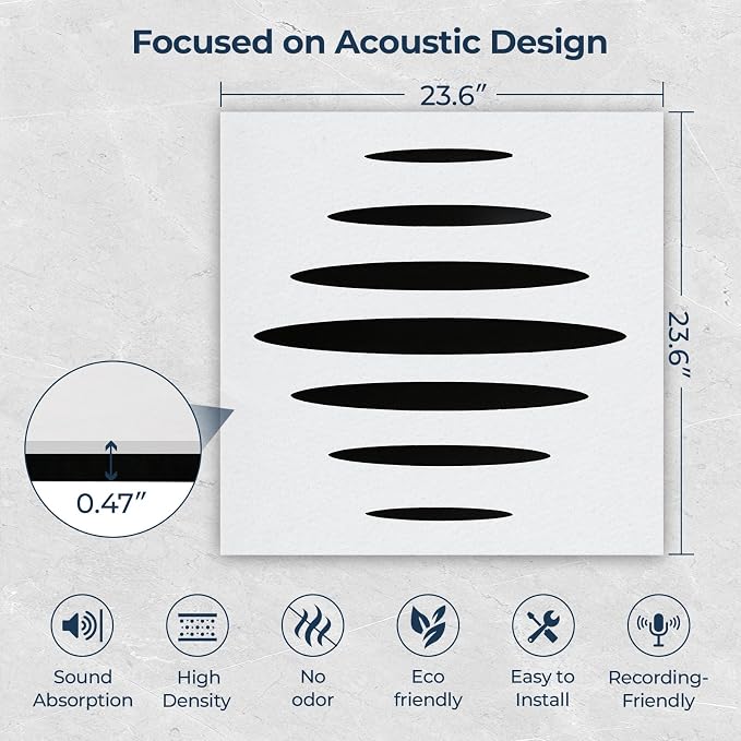 6 Pack Acoustic Wall Panels Self-Adhesive, 23.6" x 23.6" x 0.5" Acoustic Panels - Image 7
