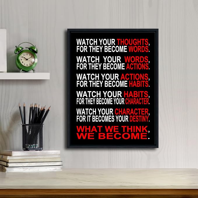 Pyradecor Black Framed Canvas Wall Art Inspirational Poster Office Positive - Image 3