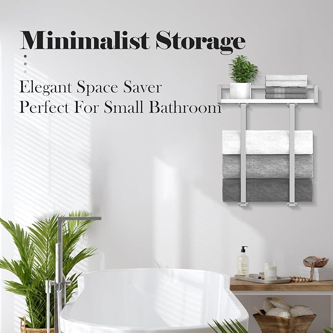 Towel Rack Wall Mounted, Xstydes Metal Towel Holder - Image 3