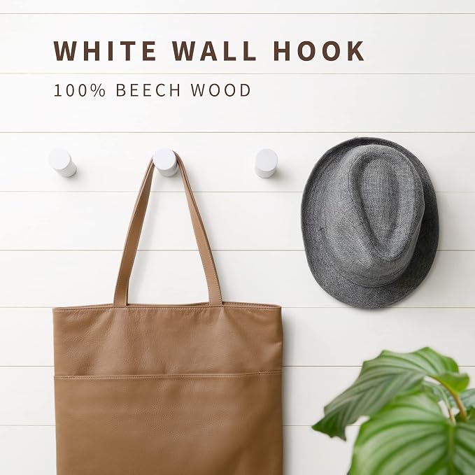 NAUMOO Wooden White Wall Hooks - Image 2