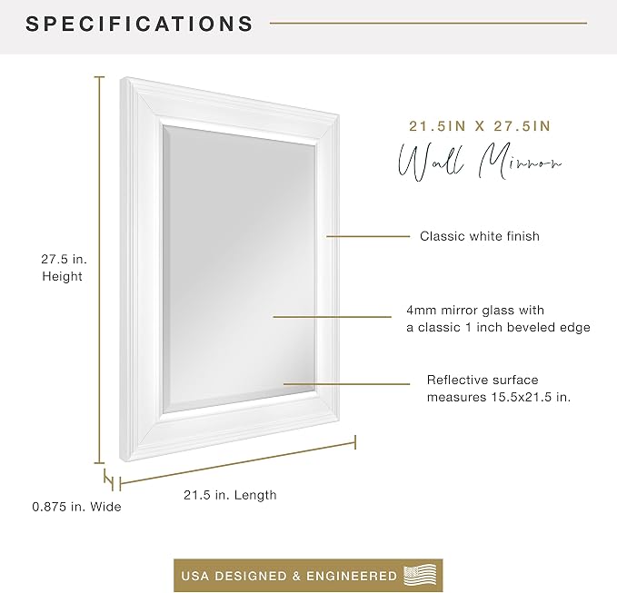 MCS 15 x21 Inch Wall Mirror, 21x27 Inch Overall Size - Image 3