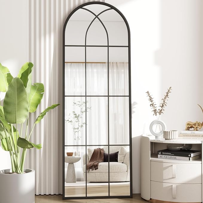 Dewfig 65"x 22" Arched Window pane Full Length Mirror, Wall Mirror, Floor - Image 8