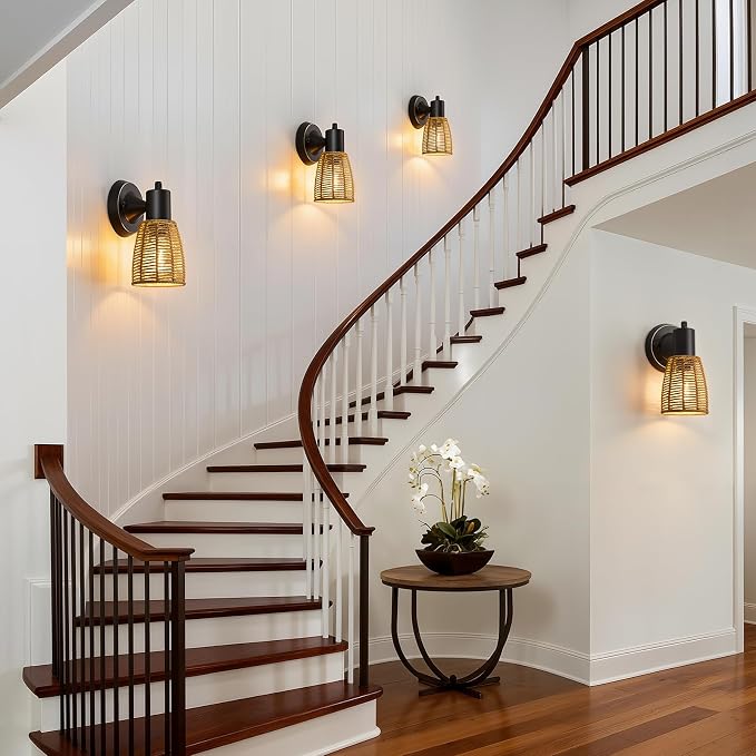 EJIAXIN Boho Rattan Wall Sconces Set of 2 - Image 7