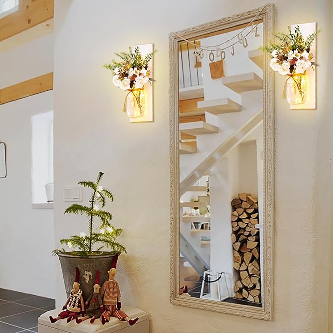 Rustic Wall Sconces Mason Jar Sconces Handmade Wall Art Hanging Design - Image 3