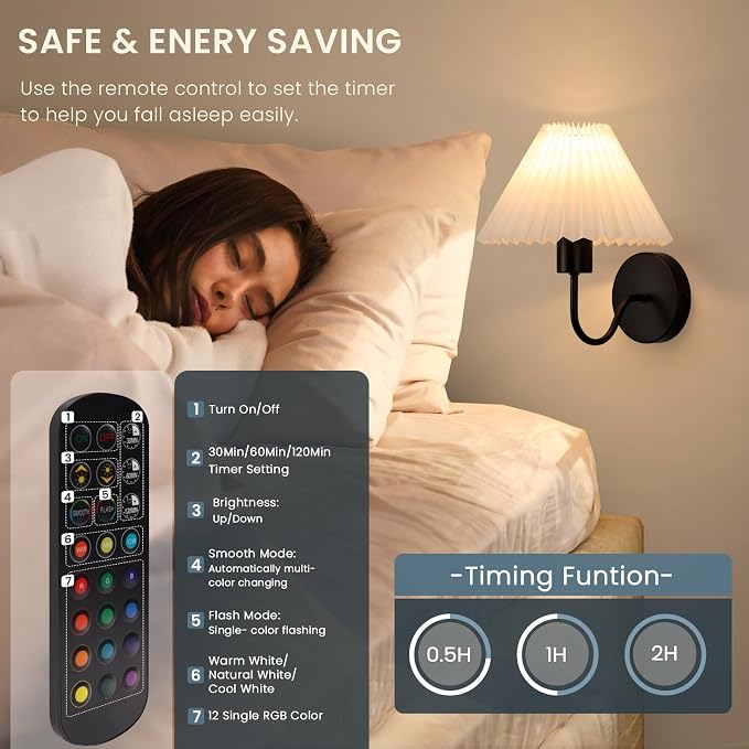 Rechargeable Battery Operated Wall Sconce Sets of 2, 15 Colors Wireless - Image 6