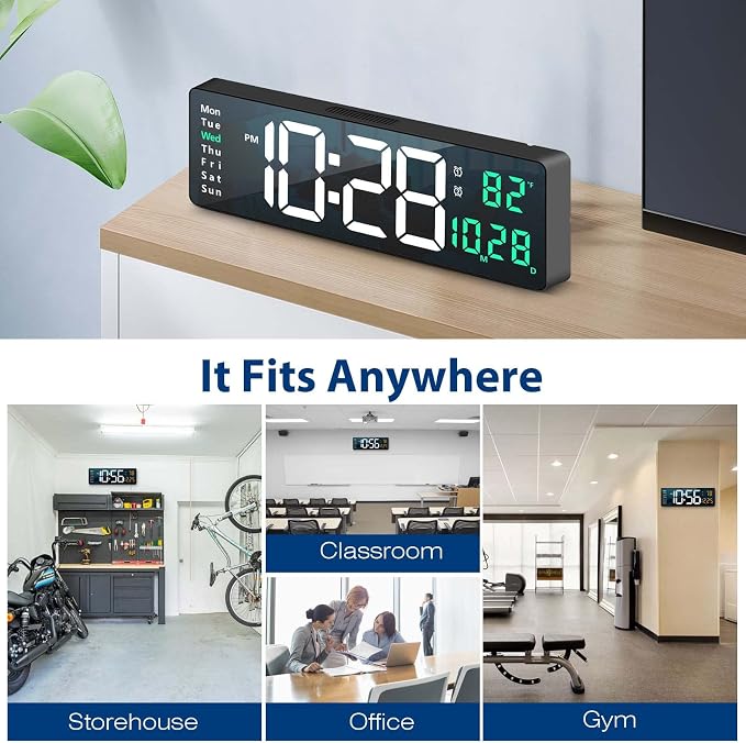 Digital Wall Clock Large Display, Auto Brightness Dimmer Reloj De Pared - Image 7