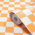 Modern Peel and Stick Wallpaper Orange and White Mosaic Checkered Contact Paper by OSECAGE