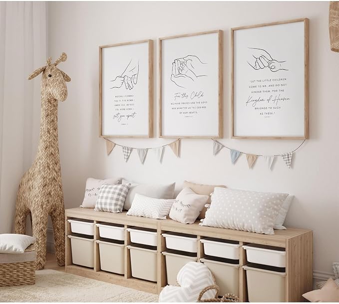 Joocrise Nursery Scripture Wall Art Set of 3 Nursery Bible Verse Wall Decor - Image 3