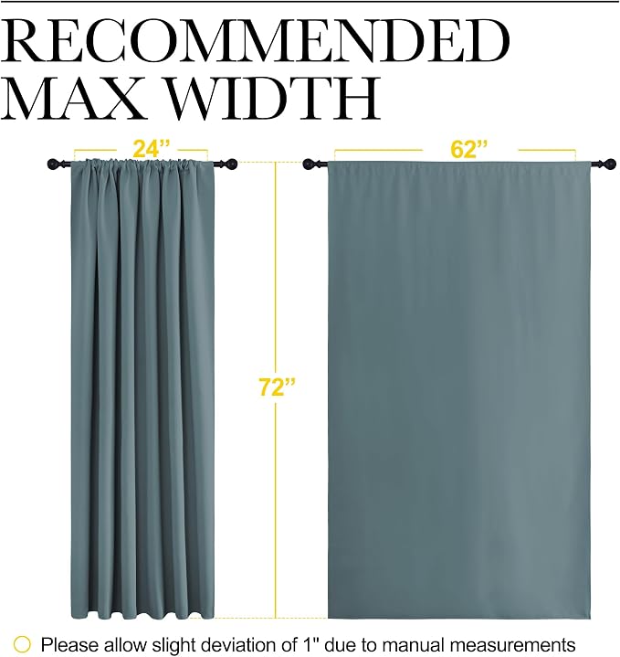 NICETOWN 2 Panels Blackout Curtains, Rod Pocket Window Curtains Room Darkning - Image 5