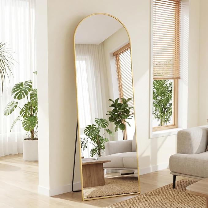 Sweetcrispy 58"x19" Arched Full Length Mirror, Leaning or Standing Full Body - Image 2
