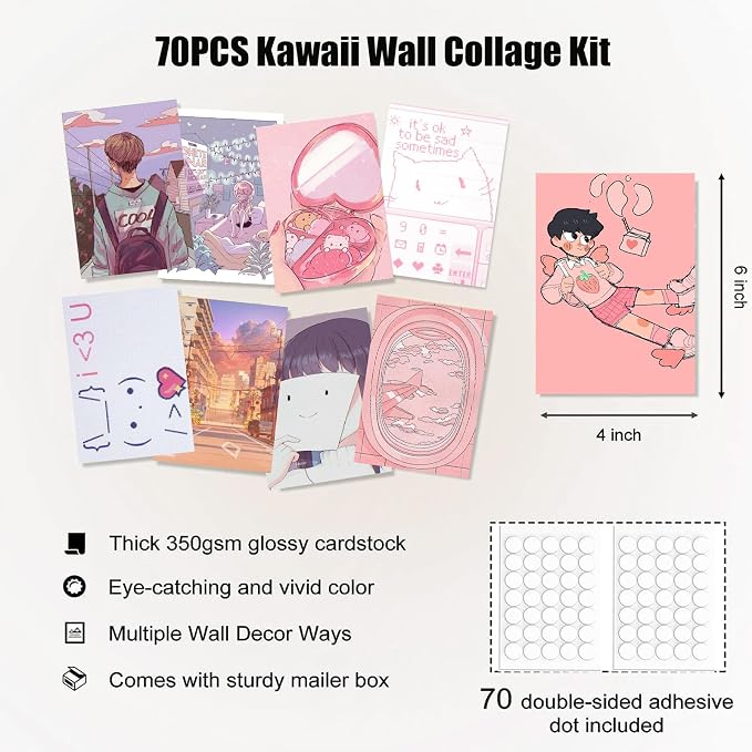 KBKBART Anime Aesthetic Wall Collage Kit, Anime Photo Wall Collage Posters - Image 5