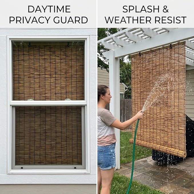 Bamboo Roll Up Shades for Outdoor Patio, Light Filtering Bamboo Roll Up Blinds - Image 5