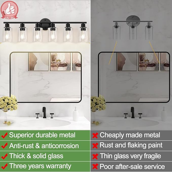 Zarbitta 6-Light Bathroom Light Fixtures, Bathroom Wall Lamp - Image 3