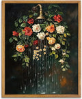 AtterrirArt Vintage Bathroom Framed Wall Art, Moody Botanical Canvas Print by AtterrirArt