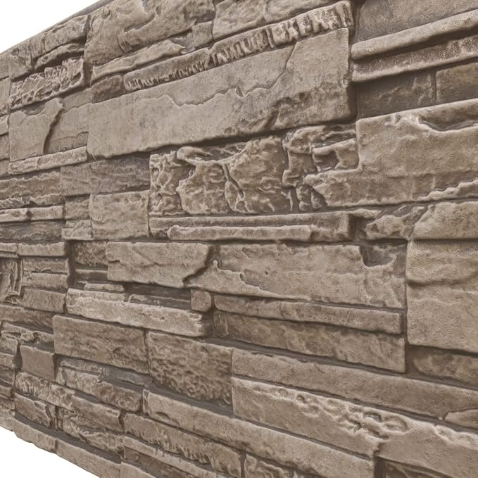 EverStone Cascade Faux Stone Panel, 48 5/8"W x 24 3/4"H x 1 1/4"D, Soft Ash - Image 7