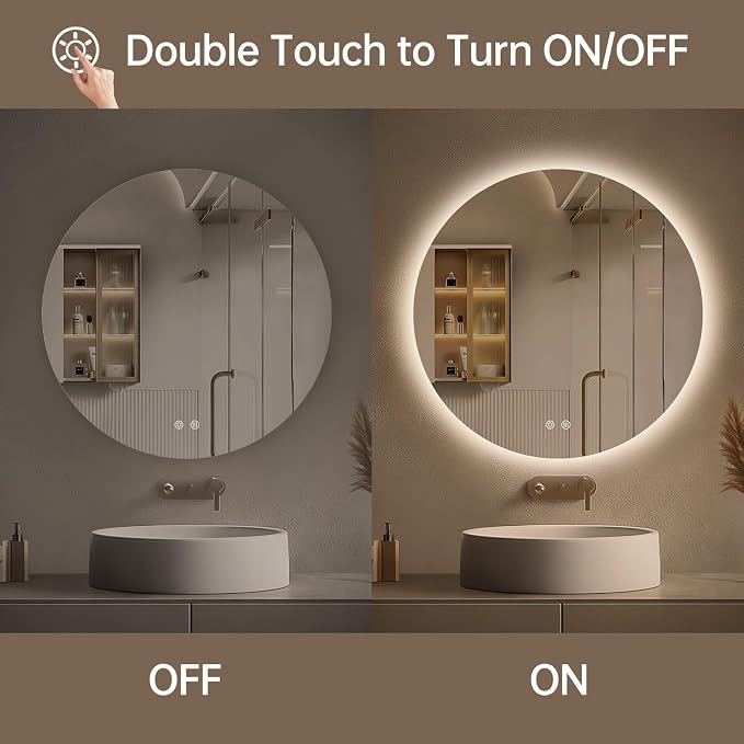 LOVESPEJO 30 Inch Round Backlit Bathroom Mirror - Image 4