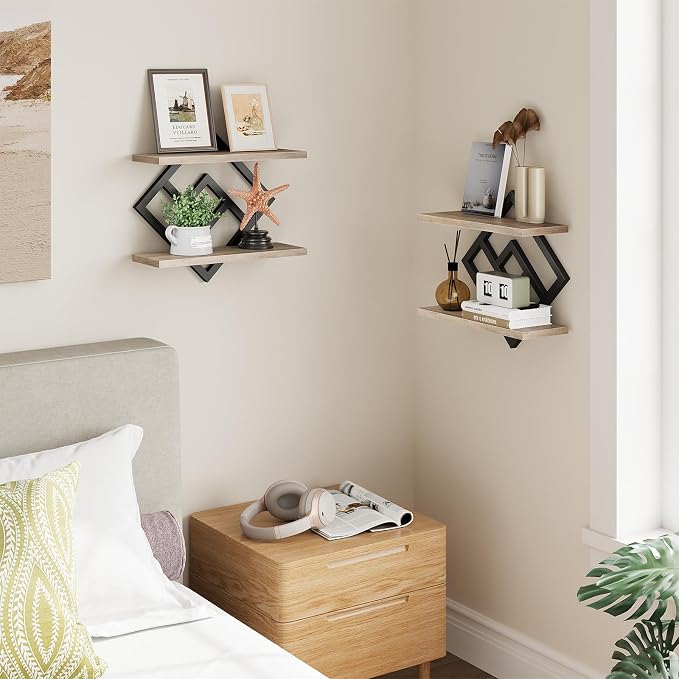ELYKEN Floating Shelves for Wall, 2-Tier Wall Mounted Storage Shelves for Books - Image 8