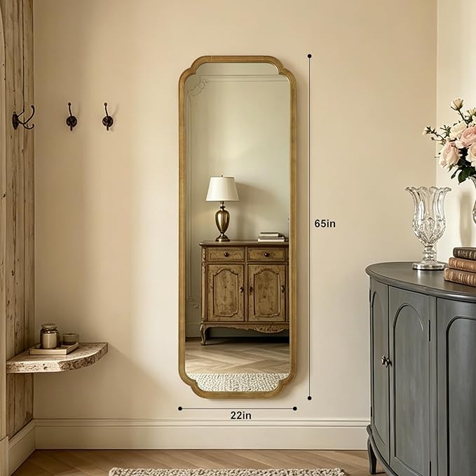 WallBeyond Full Length Mirror Wall Mounted 65"x22", Rustic Wooden Frame Floor - Image 2