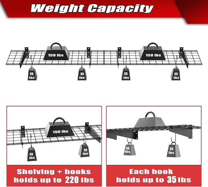 WALMANN 2 Pack Garage Wall Mount Shelves, 45x15 inch Wall Mounted Storage - Image 4