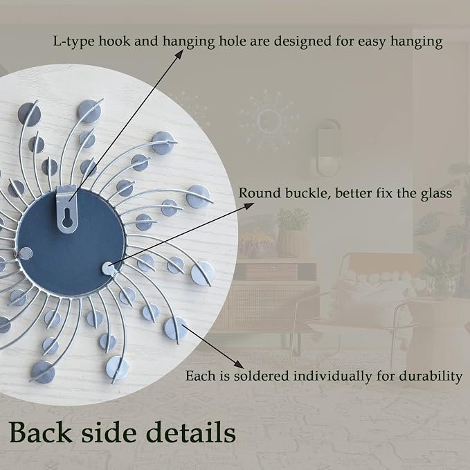 Mirror Wall Decor Metal Sun Mirror Home Decoration Wall Art Decorative Suitable - Image 7