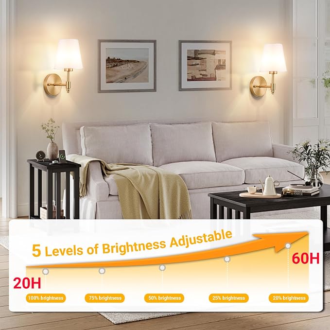 Vimhou Peel and Stick Wall Sconces, Stick On Wall Sconce Set of 2, Battery - Image 5