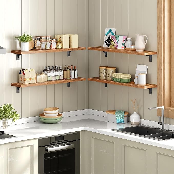 HOOBRO Floating Shelves for Wall, 31.5" Wall Mounted Shelves Set of 2, Hanging - Image 4