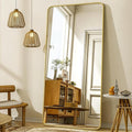 XRAMFY 76"x34" Floor Full Length Mirror Standing Full Body Rounded Corner by XRAMFY