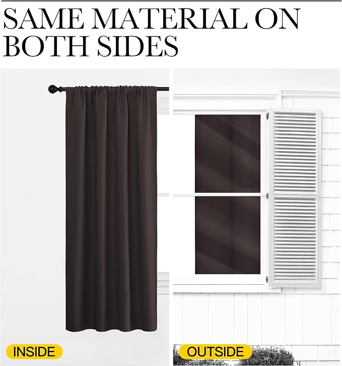NICETOWN Blackout Curtains for Living Curtains, Toffee Brown, 2 Panels - Image 5