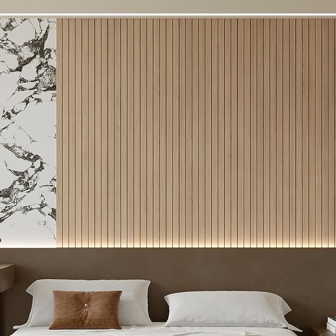 Yutianli PVC Slat Wall Panel Peel and Stick 236"x 15.7" Faux Wood Slat Panel - Image 3