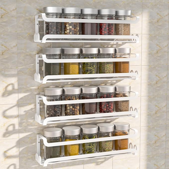 LUCYCAZ 4 Pack Wall Mounted Spice Rack by LUCYCAZ