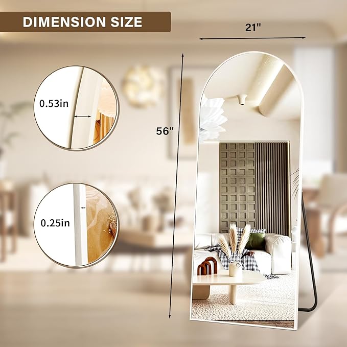 XRAMFY 56"x21" Floor Full Length Mirror Standing Full Body Rounded Corner - Image 7