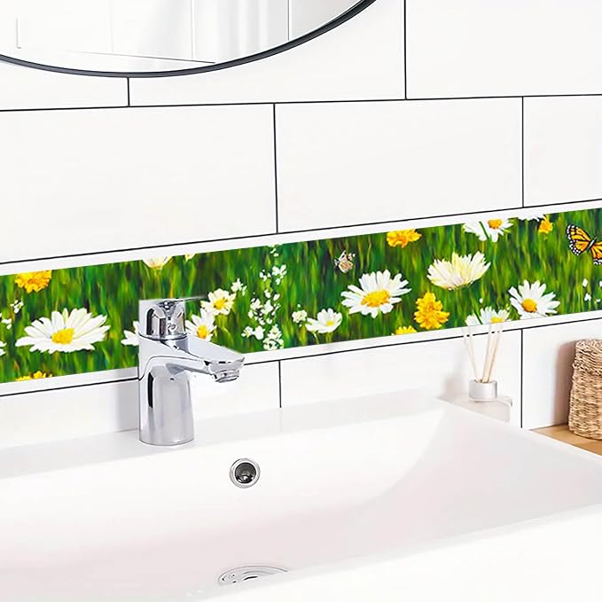 IVN Wallpaper Border Peel and Stick Decorative Wall Trim Self Adhesive Daisy - Image 5