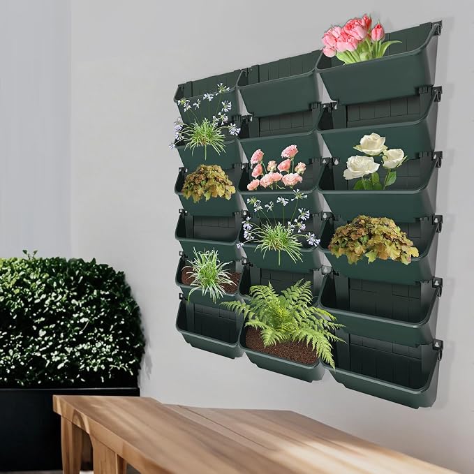Vertical Wall Planter with 18 Pots, Hanging Garden Plant Flowerpot Holder - Image 3
