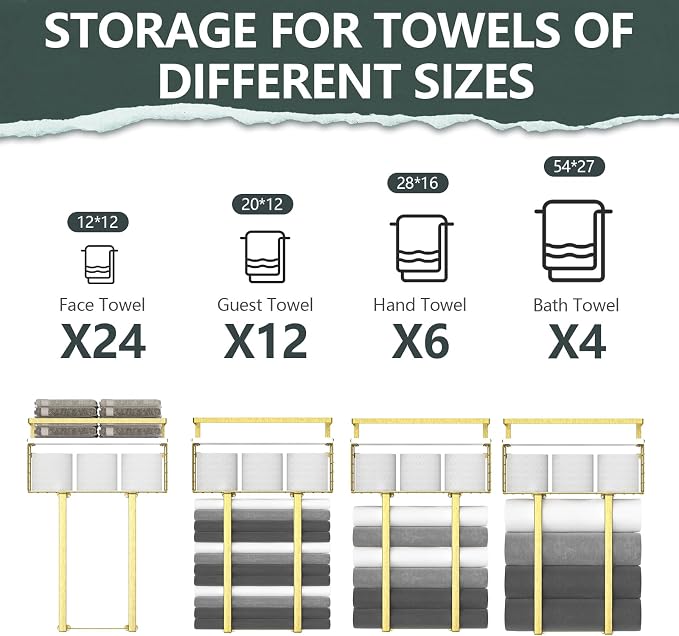 Towel Racks for Bathroom, Bathroom Shelf Over Toilet, Floating Shelves - Image 6