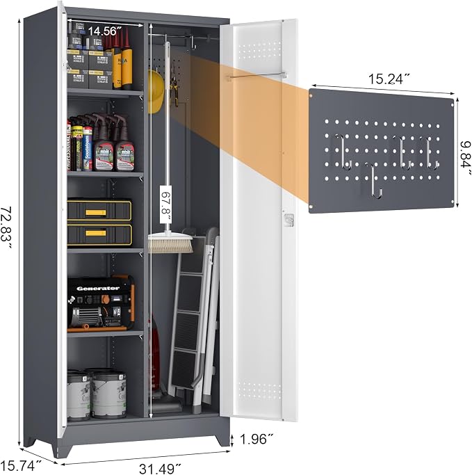 GREATMEET Metal Garage Storage Cabinet, Locking Utility Cabinet - Image 3