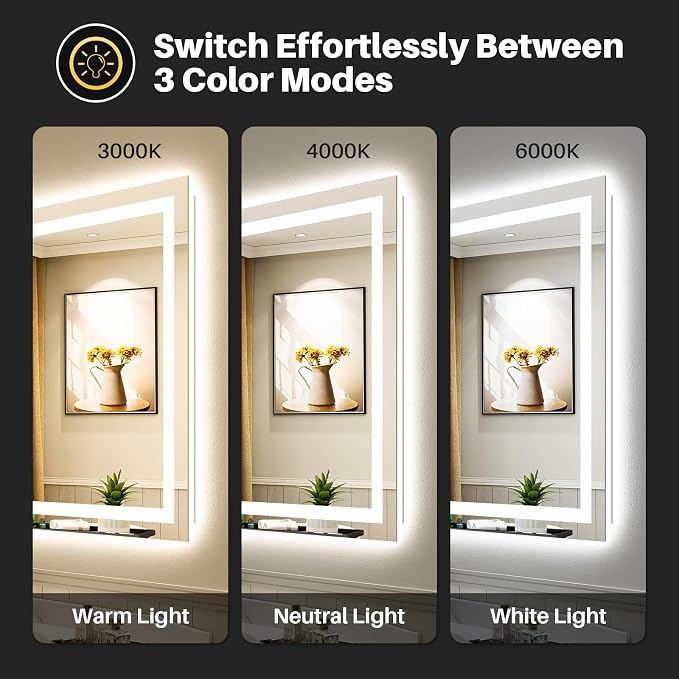 Briivue 48x36 Inch LED Bathroom Mirror - Image 4