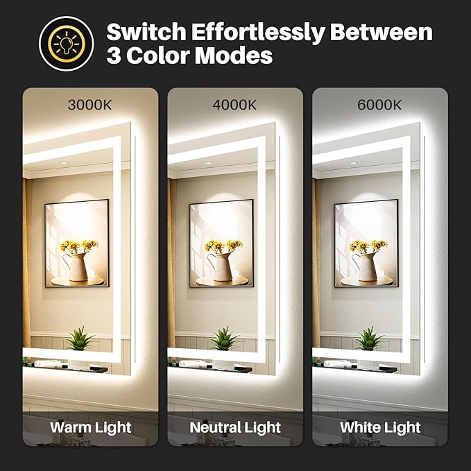 Briivue 40x36 Inch LED Bathroom Mirror - Image 4