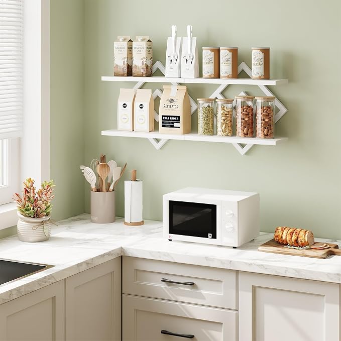ELYKEN Floating Shelves for Wall, 2-Tier Wall Mounted Storage Shelves for Books - Image 3