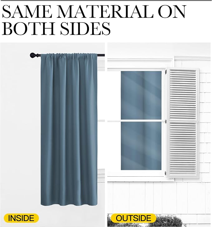 NICETOWN Kitchen Curtains, Short Blackout Drapes, Smoky Blue, Thermal Insulated - Image 5