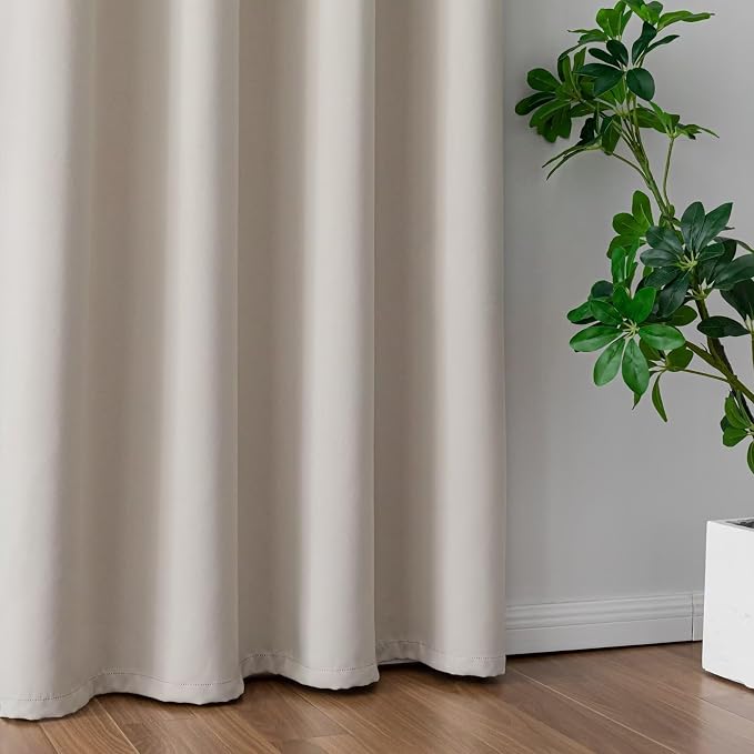 IGEMAEVE Cream Curtains 84 Inch Length 2 Panels Set, Light Filtering Curtains - Image 5