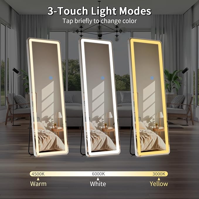 Koonmi LED Full Length Mirror, Lighted Floor Mirrors - Image 4