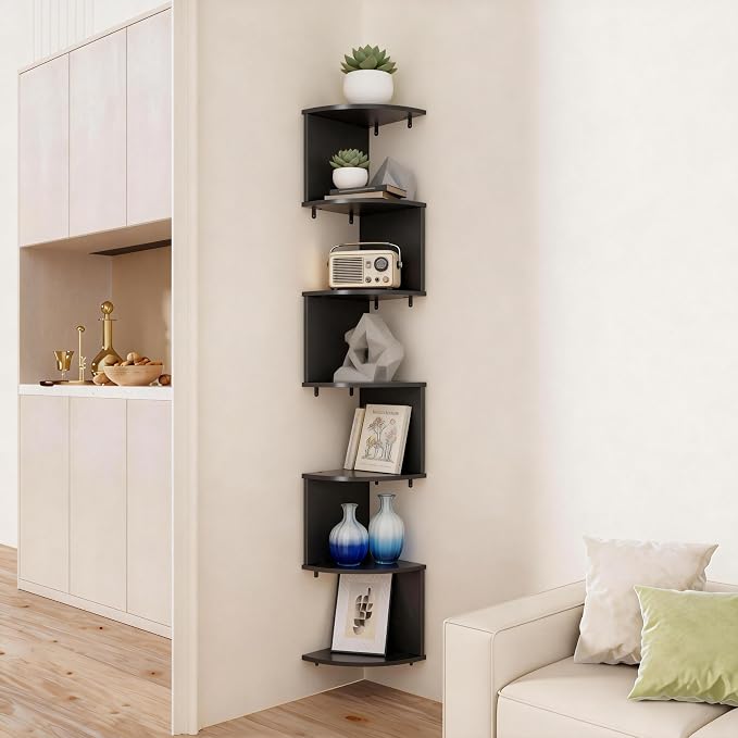 No-Drill Corner Shelf Wall Mount, 7-Tier Floating Corner Bookshelf - Image 8