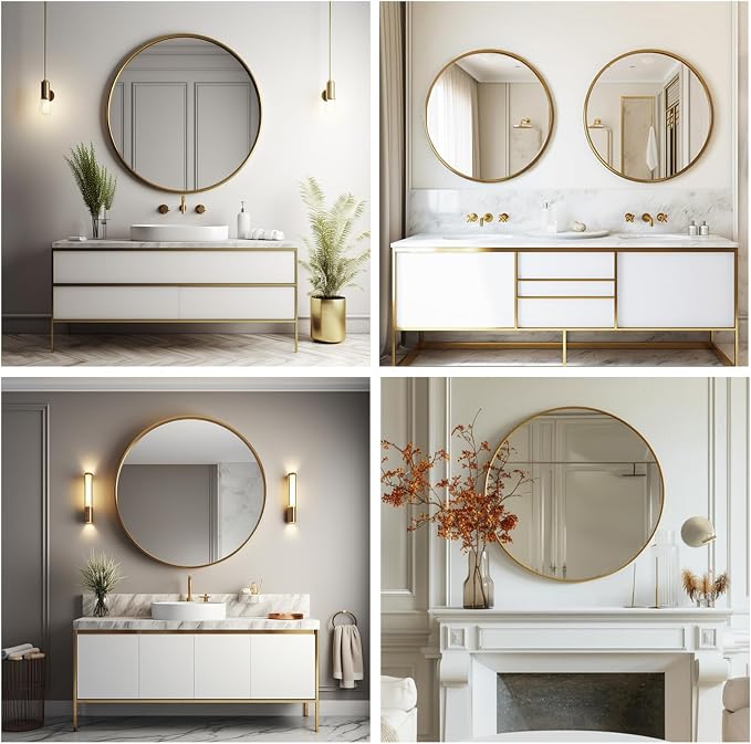 Sunniry Gold Circle Mirror, Round Mirror 20 inch, Round Wall Mirrors - Image 6